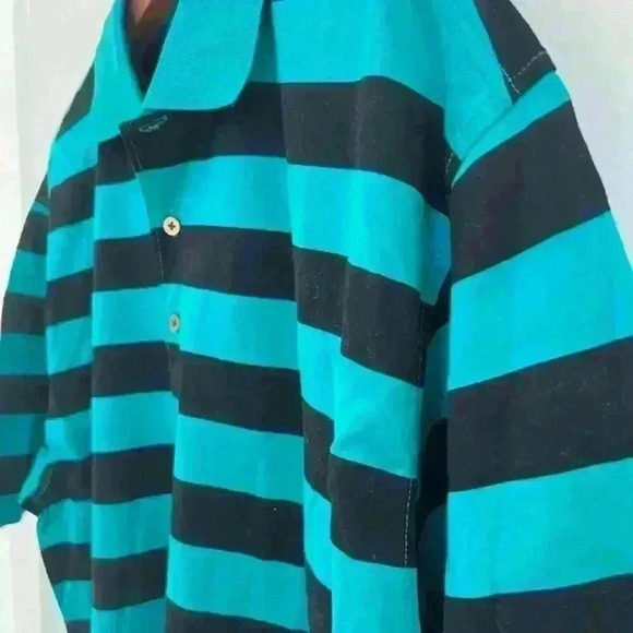 Nick Price Men’s  Teal and Black Striped Golf Polo Size Large - Picture 2 of 5